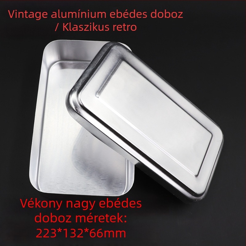 Alumínium ebédes doboz, téglalap alakú, 1–2 L, hordozható, szigetelés nélküli