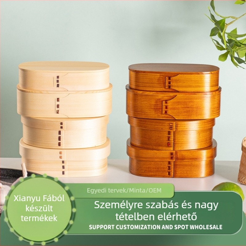 Fa Japán-stílusú ebéddoboz rekeszekkel, 301–500 ml kapacitás, két rétegű kialakítás, retro könnyű luxus stílus, testreszabás elérhető
