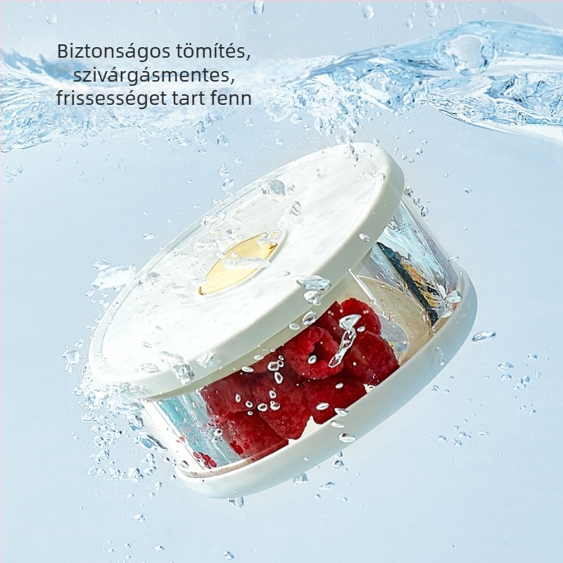 Ankou Boroszilikát üvegből készült ebédes doboz, mikrohullámú sütőben használható, kör alakú, 1–2 L, légmentesen záró rekeszekkel, iroda/iskola