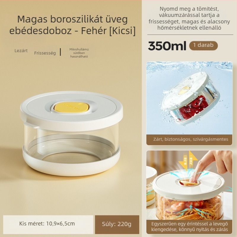 Ankou Boroszilikát üvegből készült ebédes doboz, mikrohullámú sütőben használható, kör alakú, 1–2 L, légmentesen záró rekeszekkel, iroda/iskola