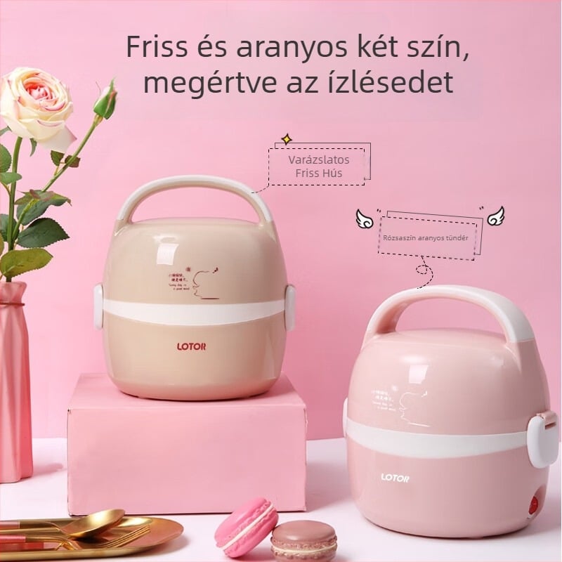 Elektromos ebéddoboz HM-2013, 2,0 L kapacitás, belső tartály 304 rozsdamentes acél, dupla rétegű szigetelés, 300 W fűtés