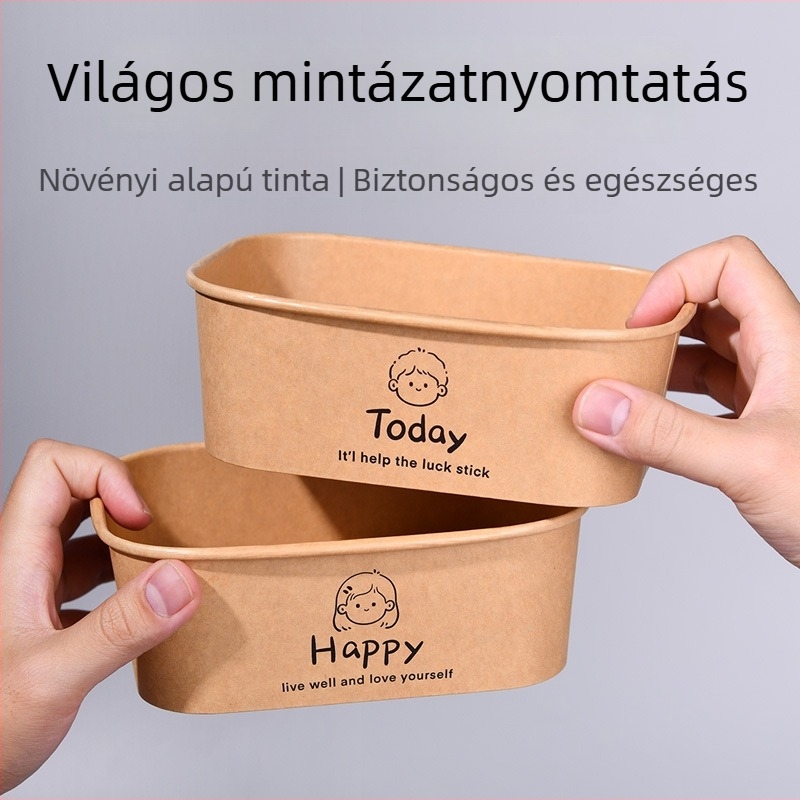 Egyszer használható ebédes doboz kraft papírból, 750 ml, téglalap alakú, 25 db/csomag, fa cellulóz bevonatú papír, mikrohullámú sütő nem használható