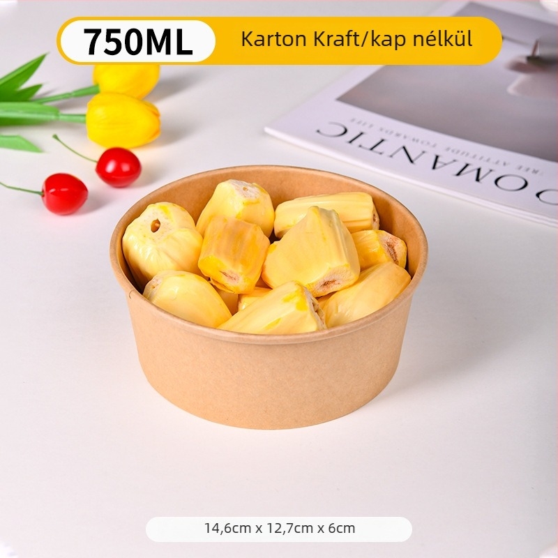 Egyszer használható ebédes doboz kraft papírból, 750 ml, téglalap alakú, 25 db/csomag, fa cellulóz bevonatú papír, mikrohullámú sütő nem használható