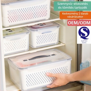 Shunli négyzet alakú műanyag zöldséges-gyümölcs tároló doboz, élelmiszer-minőség, mikrohullámú sütőben használható, kapacitás 4.1-5 L, kiváló tömítés