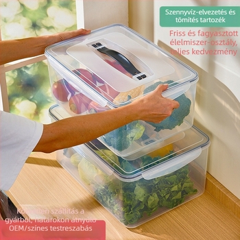 Shunli négyzet alakú műanyag zöldséges-gyümölcs tároló doboz, élelmiszer-minőség, mikrohullámú sütőben használható, kapacitás 4.1-5 L, kiváló tömítés