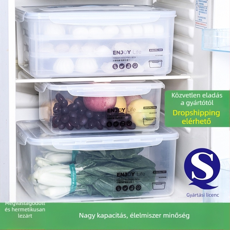 Shunli négyzet alakú műanyag zöldséges-gyümölcs tároló doboz, élelmiszer-minőség, mikrohullámú sütőben használható, kapacitás 4.1-5 L, kiváló tömítés