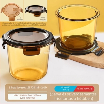 Üveg leveses tál boroszilikát üvegből, fedéllel, zárt ételhordó, mikrohullámú sütőbe alkalmas, kapacitás 3.1–4 l