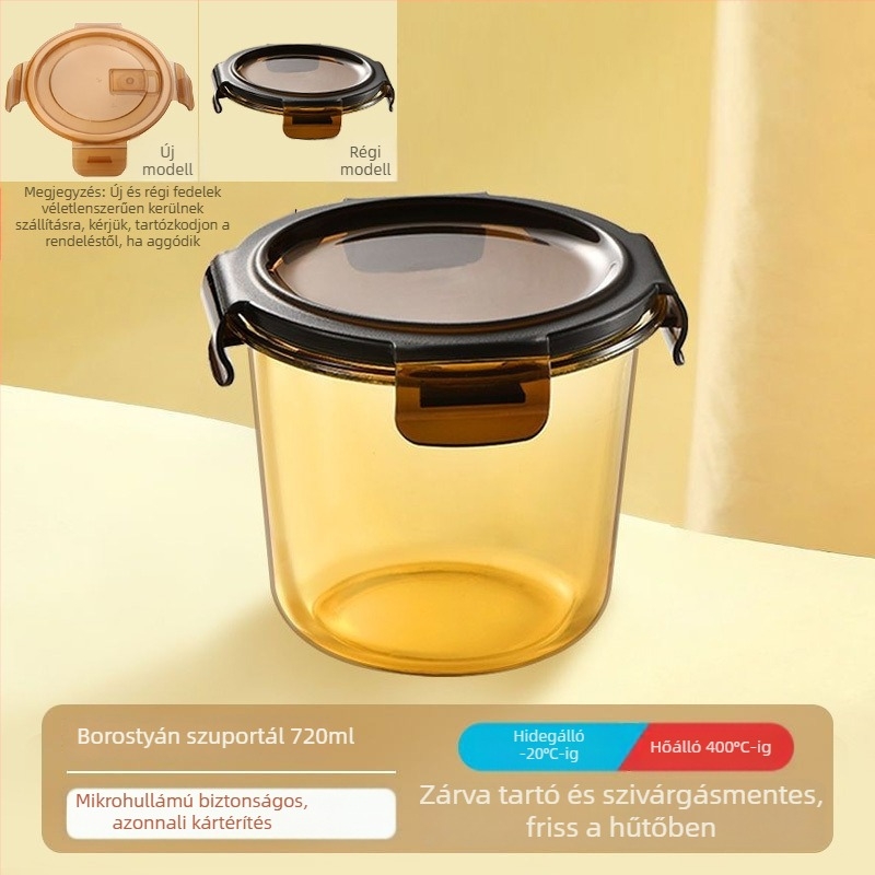 Üveg leveses tál boroszilikát üvegből, fedéllel, zárt ételhordó, mikrohullámú sütőbe alkalmas, kapacitás 3.1–4 l