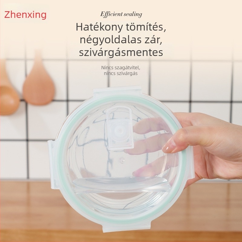Kör alakú boroszilikát üveg ebédes doboz fedővel, mikrózható, munkahelyre, gyümölcsök tárolására, frissességet megőriz