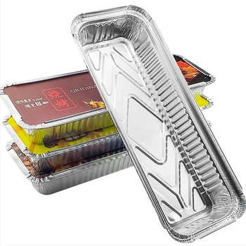 Egyszer használatos alufóliás ételtartó BBQ-hoz - téglalap alakú, 60 μm vastagság, logó nyomtatás, 500 db/doboz