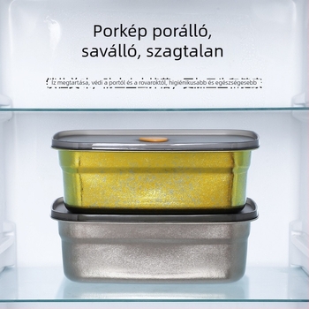 Tiszta titán ebédes doboz zárható fedéllel, négyzet alakú, egyrétegű, élelmiszerek frissességének megőrzésére