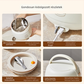 Elektromos ebédes tál vízmentes fűtéssel, belső tartály 304 rozsdamentes acélból, 20W, 220V, USB vagy autós tápegység, csatlakoztatva melegen tartja