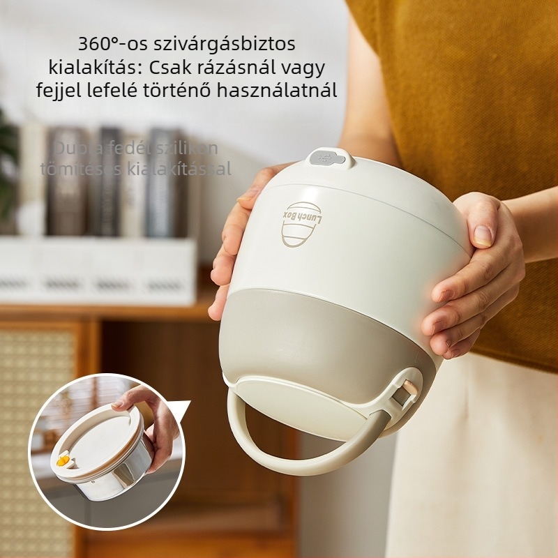 Elektromos ebédes tál vízmentes fűtéssel, belső tartály 304 rozsdamentes acélból, 20W, 220V, USB vagy autós tápegység, csatlakoztatva melegen tartja