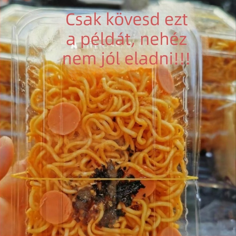 Egyszer használatos tészta csomagoló doboz műanyagból | Mikrohullámú sütő nem alkalmas | Nem biodegradálható
