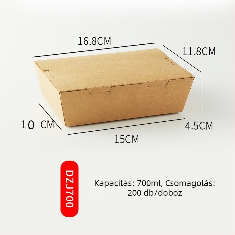 Kraft papír ételdoboz egy ablakkal, elvitelre, alkalmas sushi és gyümölcssaláta számára (anyag: papír; ablak: egy; mikrohullámú sütő: Nem; logó nyomtatás: Igen)