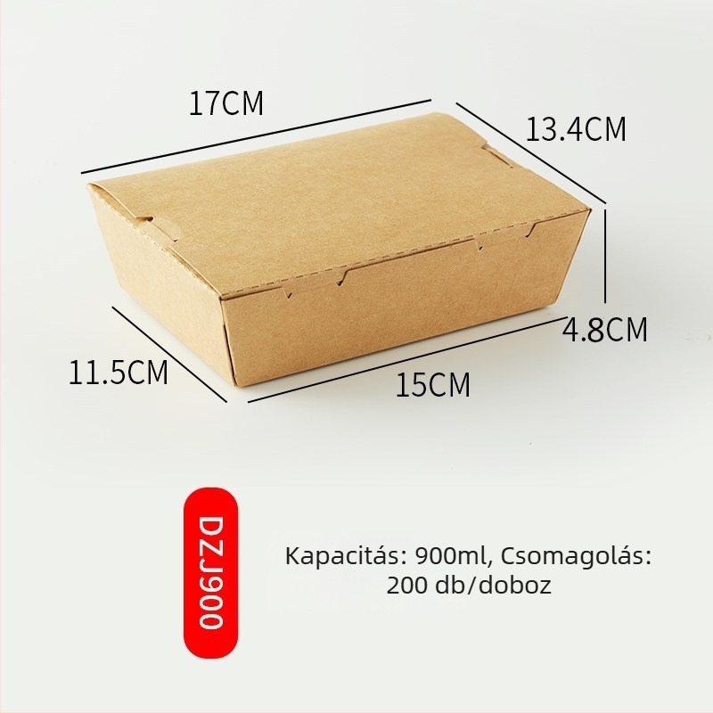 Kraft papír ételdoboz egy ablakkal, elvitelre, alkalmas sushi és gyümölcssaláta számára (anyag: papír; ablak: egy; mikrohullámú sütő: Nem; logó nyomtatás: Igen)