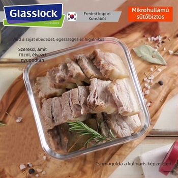 GlassLOCK edzett üvegből készült Bento ebédes doboz mikrohullámú sütőhöz, légmentesen záró fedél, 800–1000 ml
