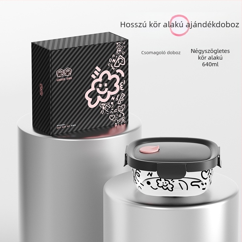 Üvegből készült ebédes doboz, négyszögletes, 301–500 ml, mikróhullámú sütőben használható, testreszabható