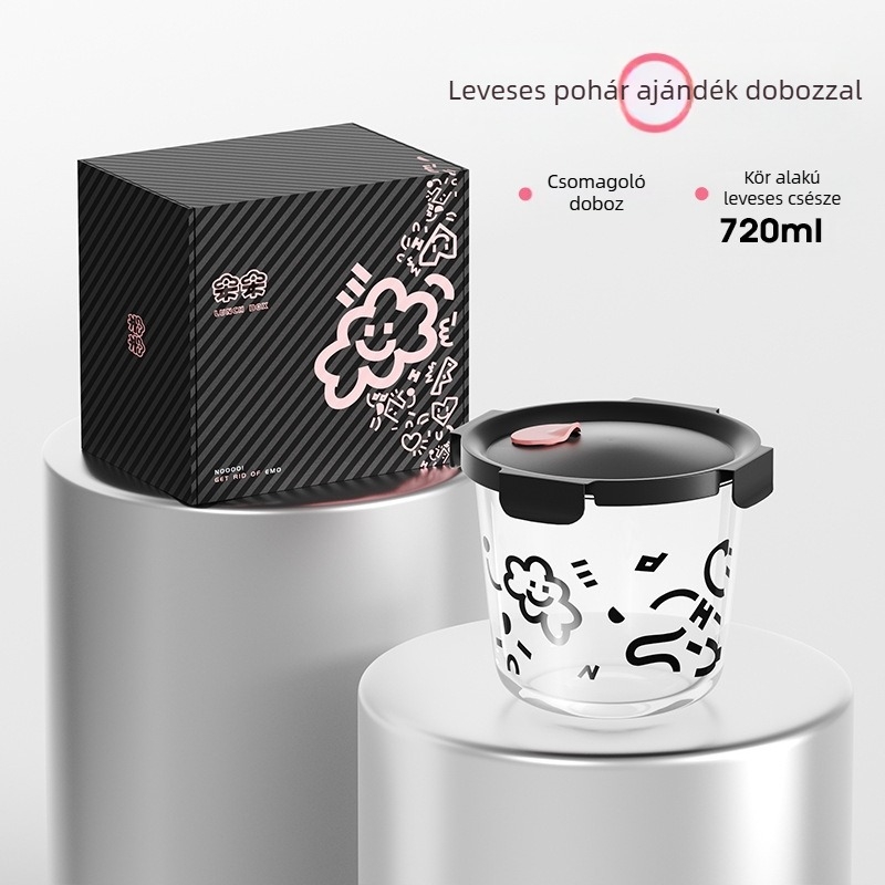 Üvegből készült ebédes doboz, négyszögletes, 301–500 ml, mikróhullámú sütőben használható, testreszabható