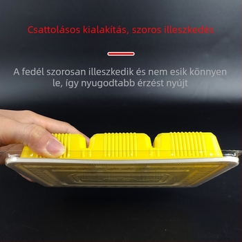 Egyszer használatos dumpling doboz fedővel, műanyag rekesz doboz nyers és főtt dumplings számára (élelmiszer-minőségű PP; mikrohullámú sütőben nem használható; nem lebomló)