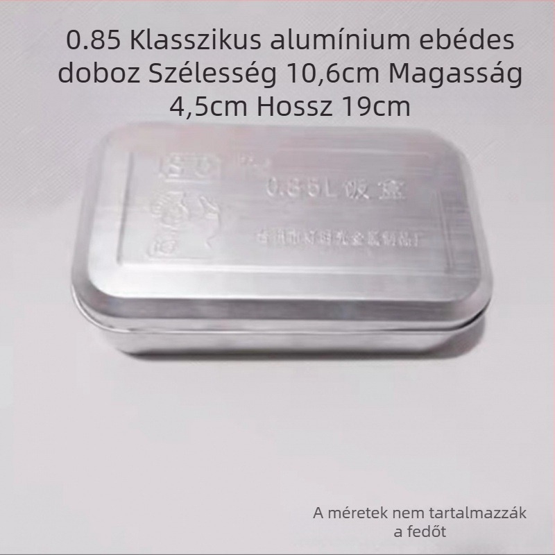 Alumínium vintage ebédes doboz fedővel, négyzet alakú, 1–2 L kapacitás, mikrohullámú sütő nem használható