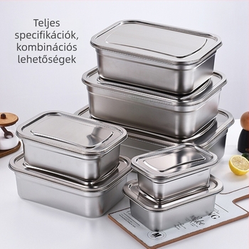 Élelmiszer-minőségű rozsdamentes acél ebédhordó fedővel, hőszigetelt, téglalap alakú, kapacitás 5 L vagy több, mikrohullámú sütőben használható