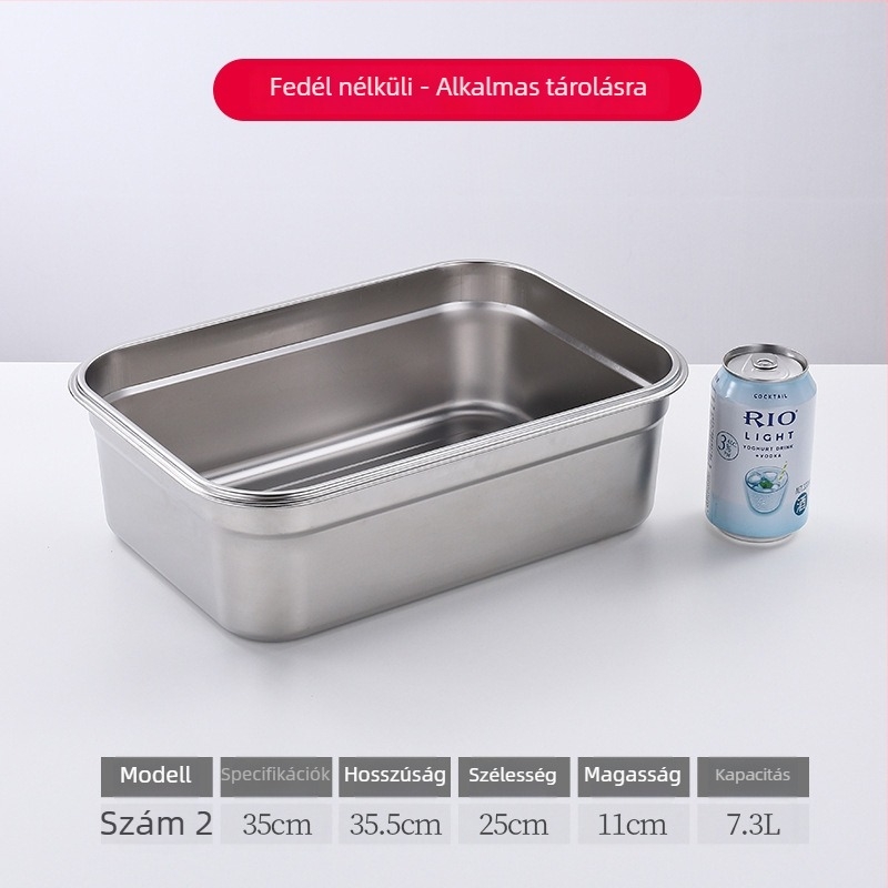 Élelmiszer-minőségű rozsdamentes acél ebédhordó fedővel, hőszigetelt, téglalap alakú, kapacitás 5 L vagy több, mikrohullámú sütőben használható