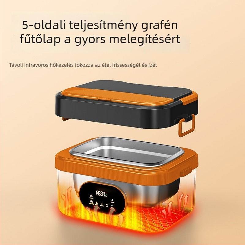 Elebest HC01 Elektromos ebédhordó, 1,3–1,5 L, USB‑tápellátás, 60W, Rozsdamentes acél belső tartály, önmelegítő rendszer levehető bélésével