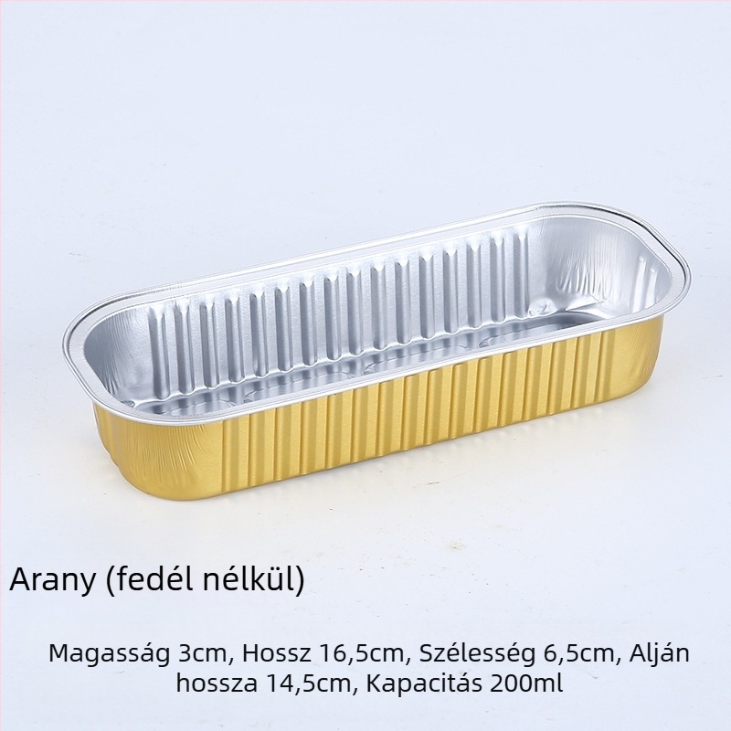 Egyszer használatos sütőtál alumíniumfóliából, téglalap alakú, 200 ml kapacitás, testreszabható, márka Hong Kong Long