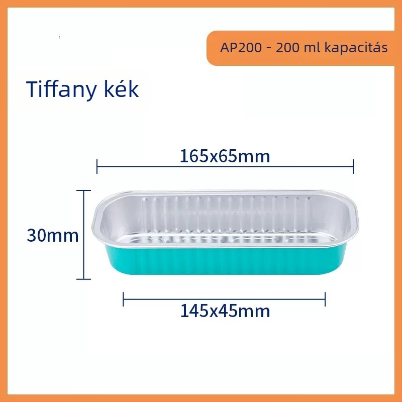 Egyszer használatos sütőtál alumíniumfóliából, téglalap alakú, 200 ml kapacitás, testreszabható, márka Hong Kong Long