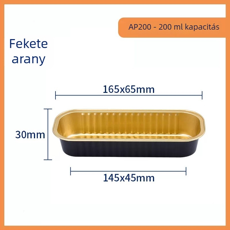 Egyszer használatos sütőtál alumíniumfóliából, téglalap alakú, 200 ml kapacitás, testreszabható, márka Hong Kong Long