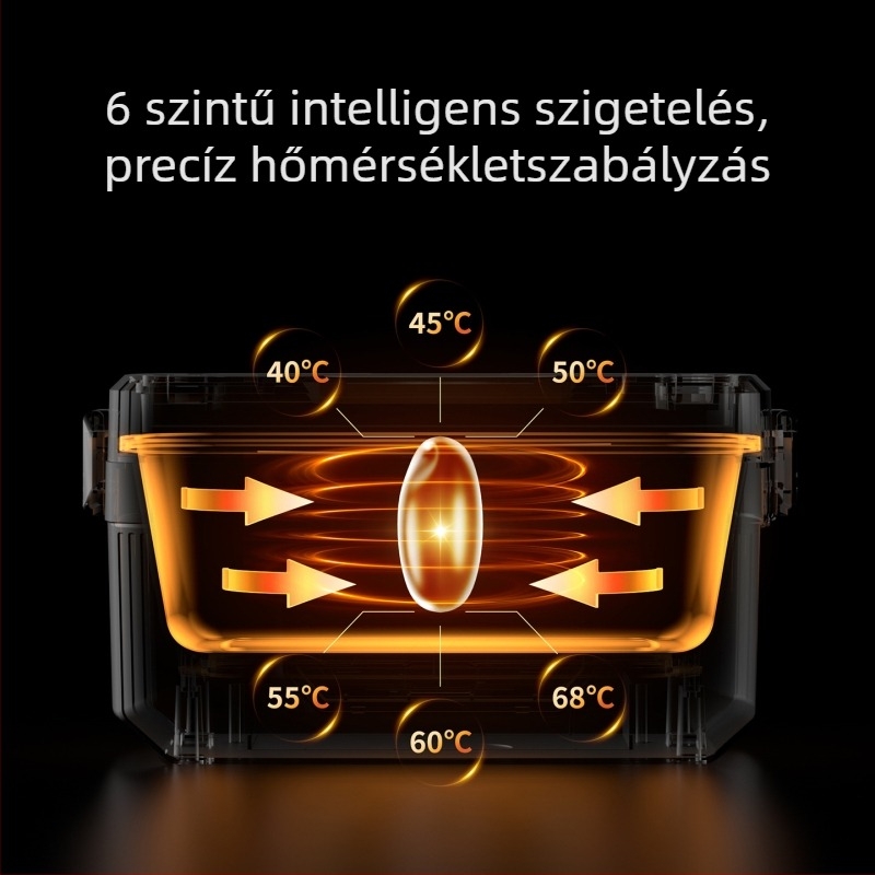 Elektromos ebédes doboz melegítéssel, vezeték nélküli töltéssel, vízmentes melegítéssel, 1,1–1,2 L kapacitás, USB tápegység