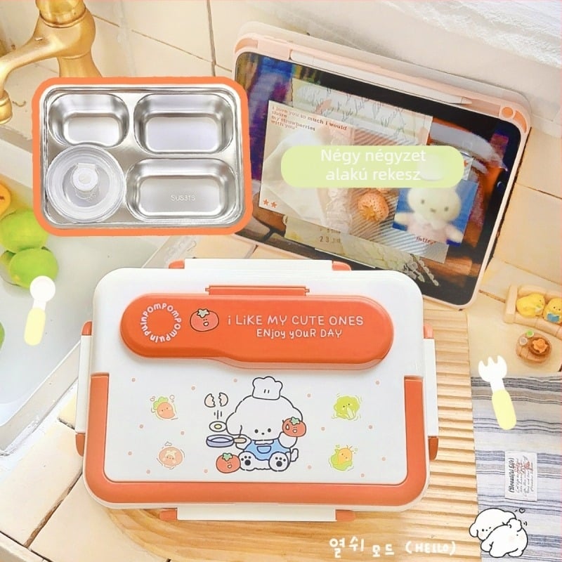 316 rozsdamentes acél ételhordó, hőszigetelt, téglalap alakú, 1–2 L kapacitás, mikrohullámú sütővel kompatibilis