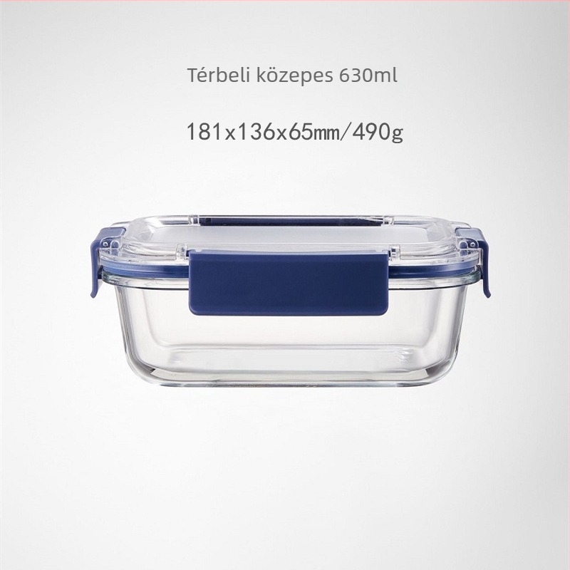 Üveges ebédes doboz zárható tetővel, mikrohullámú sütőben használható, modern minimalistikus kialakítás, kapacitás 301–1000 ml