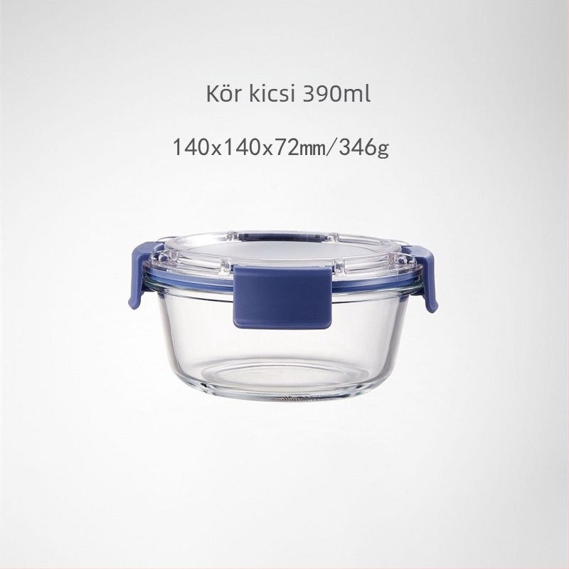 Üveges ebédes doboz zárható tetővel, mikrohullámú sütőben használható, modern minimalistikus kialakítás, kapacitás 301–1000 ml