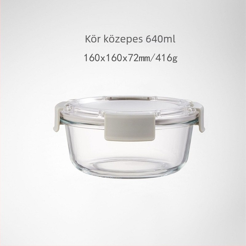 Üveges ebédes doboz zárható tetővel, mikrohullámú sütőben használható, modern minimalistikus kialakítás, kapacitás 301–1000 ml