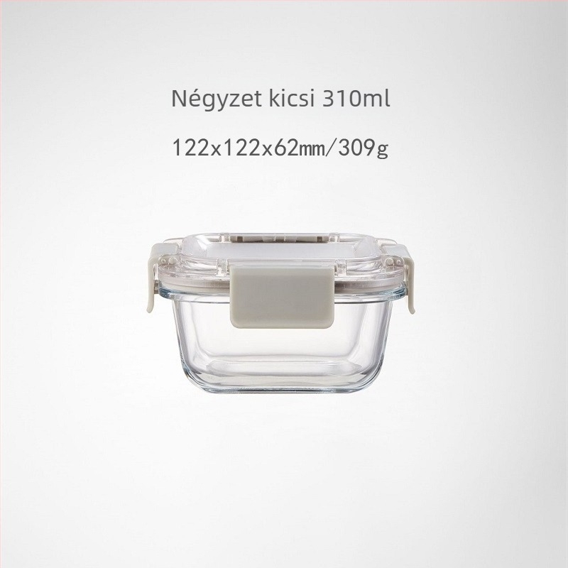 Üveges ebédes doboz zárható tetővel, mikrohullámú sütőben használható, modern minimalistikus kialakítás, kapacitás 301–1000 ml