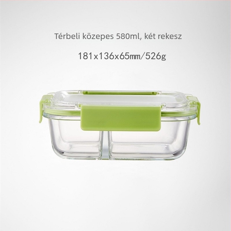 Üveges ebédes doboz zárható tetővel, mikrohullámú sütőben használható, modern minimalistikus kialakítás, kapacitás 301–1000 ml