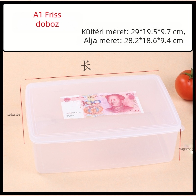Hualong műanyag élelmiszer-tároló edény, felmelegíthető, mikrohullámú sütőben használható, téglalap alakú, 301-500 ml