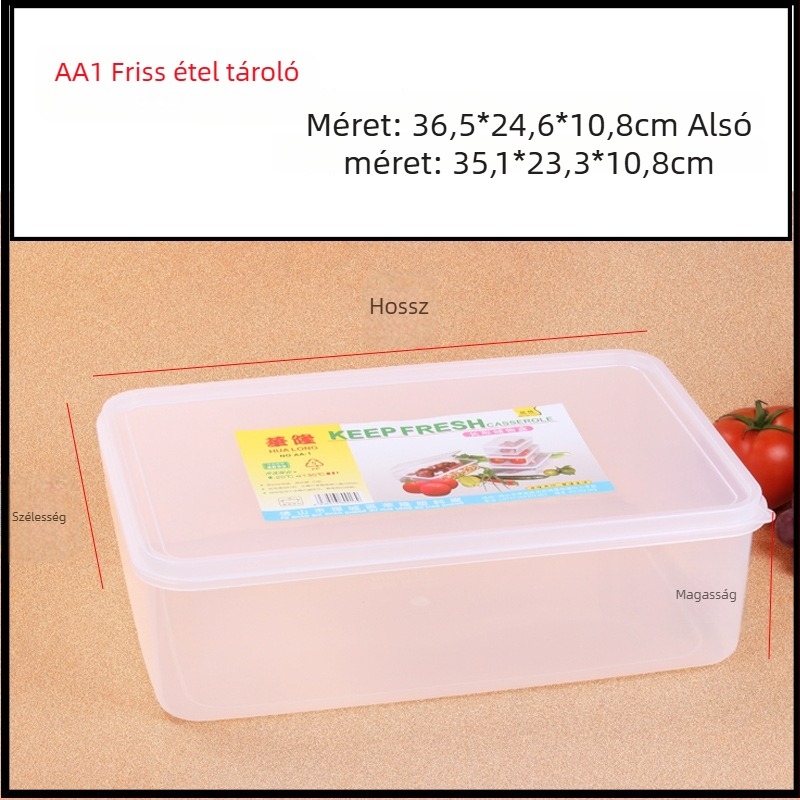 Hualong műanyag élelmiszer-tároló edény, felmelegíthető, mikrohullámú sütőben használható, téglalap alakú, 301-500 ml