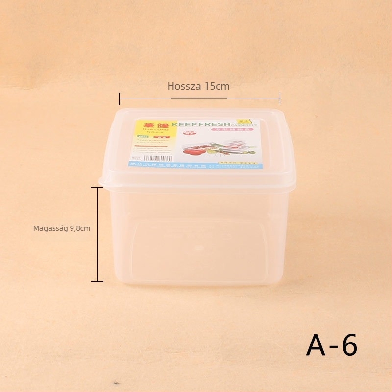 Hualong műanyag élelmiszer-tároló edény, felmelegíthető, mikrohullámú sütőben használható, téglalap alakú, 301-500 ml