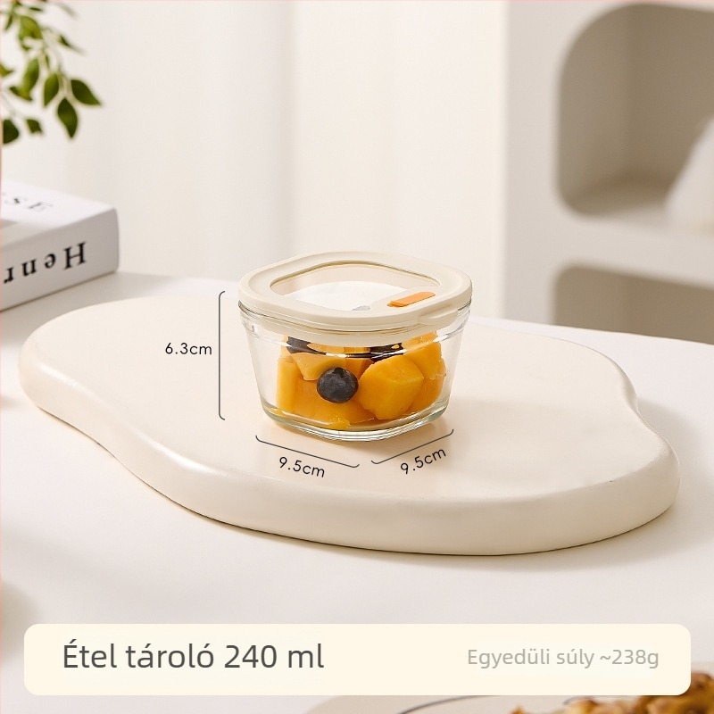 Mikrohullámú sütőbe tehető üveg ebédes doboz, négyzetes forma, 501–800 ml, dupla rekeszes kialakítás