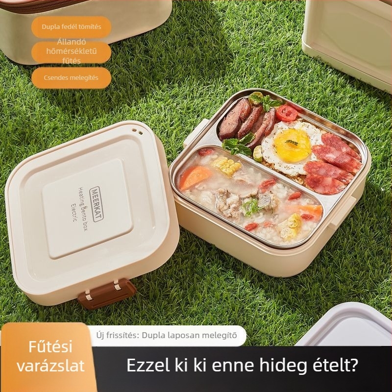 Elektronikus ebédes doboz vízmentes felmelegítéssel, szigetelve kettős rekesz, kapacitás ≤1 L, hőmérséklet-szabályozás