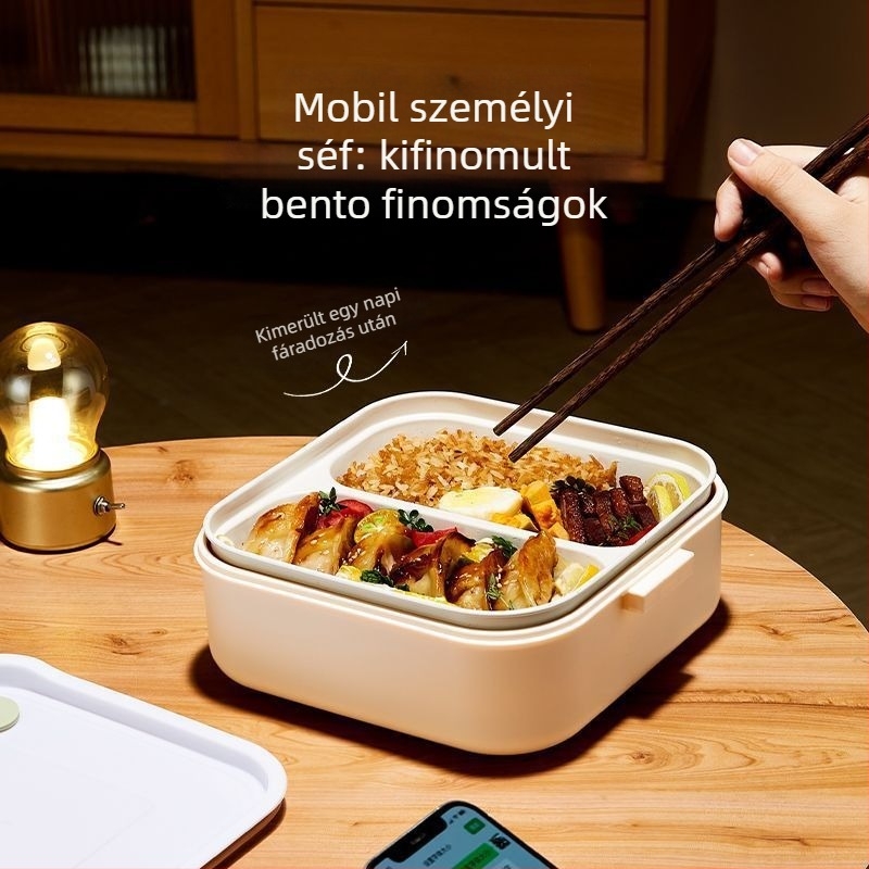 Elektronikus ebédes doboz vízmentes felmelegítéssel, szigetelve kettős rekesz, kapacitás ≤1 L, hőmérséklet-szabályozás