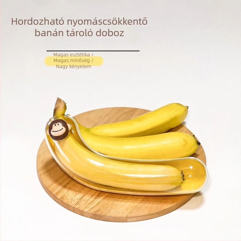 Banán alakú gyümölcs tároló doboz, PP műanyag, kapacitás <300 ml, egy rekesz, nem elektromos, gyerekeknek