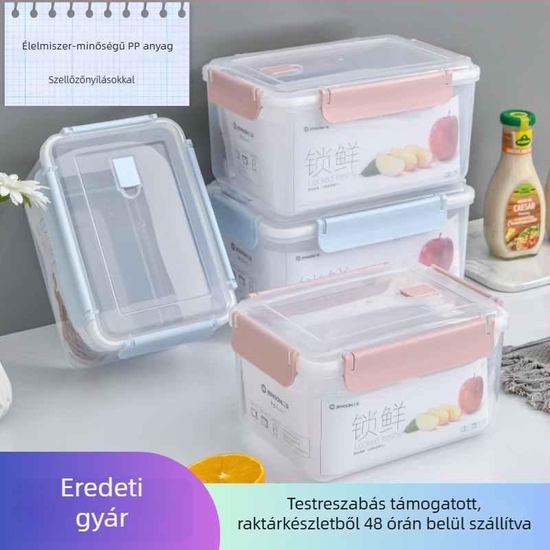 Mikrohullámú sütőbarát műanyag ételtároló doboz, élelmiszer-biztonságos tároló zöldségeknek és gyümölcsöknek, 2,1–3 L