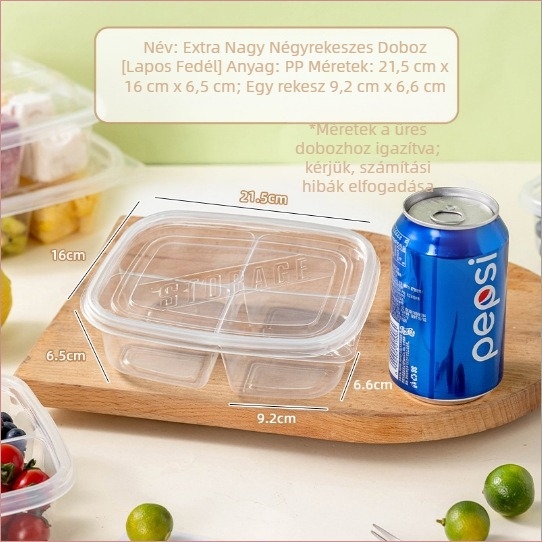 Egyszer használatos ebédtál fedővel, PP élelmiszerbarát anyag, mikrohullámú sütőben használható