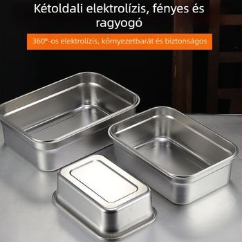 Rozsdamentes acélból készült téglalap alakú lezárható élelmiszertároló edény, kapacitás 1-5 L