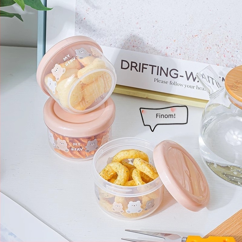 NAKAYA Kerek műanyag zárható Crisper Box 301-500 ml, Karikatúra mintázat, Egyrétegű, Mikrohullámú sütő nélkül