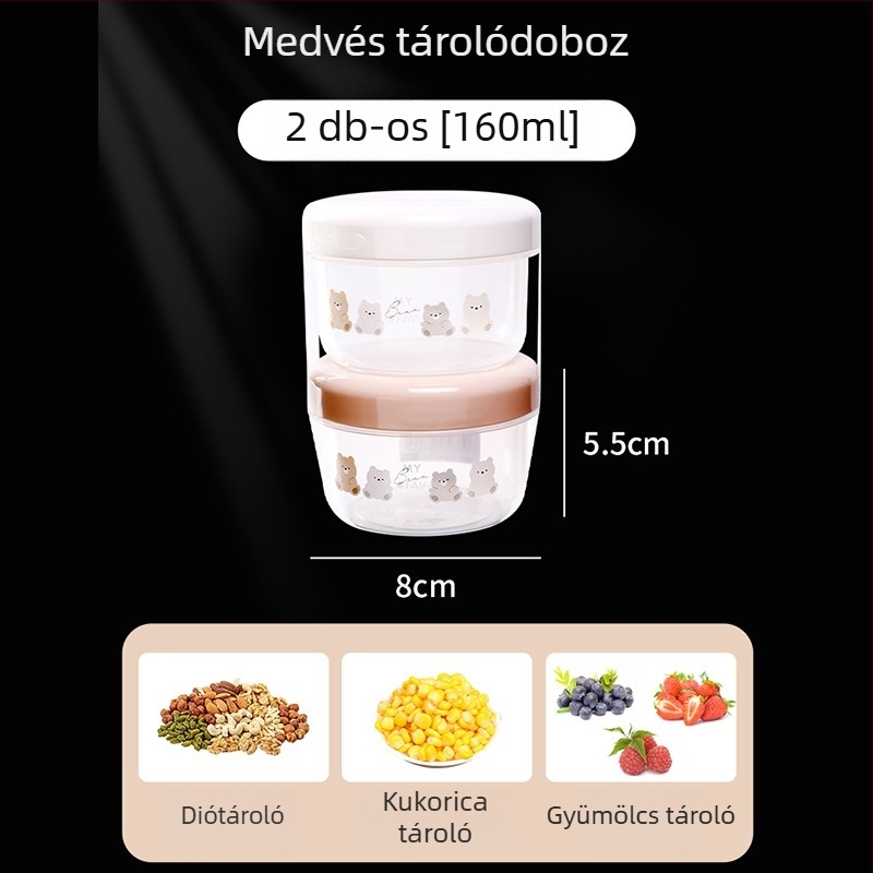 NAKAYA Kerek műanyag zárható Crisper Box 301-500 ml, Karikatúra mintázat, Egyrétegű, Mikrohullámú sütő nélkül